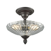 Restoration 3-Light Semi Flush in Oil Rubbed Bronze with Clear and Frosted Glass - Elk Lighting 66392-3