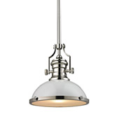 Chadwick 1 Light Pendant In Gloss White And Polished Nickel - Elk Lighting 66515-1