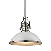 Chadwick 1 Light Pendant In Gloss White And Polished Nickel - Elk Lighting 66516-1