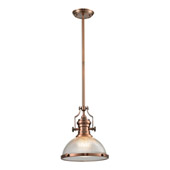 Chadwick 1 Light Pendant In Antique Copper And Halophane Glass - Elk Lighting 66543-1