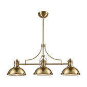 Chadwick 3-Light Island Light in Satin Brass with Metal and Frosted Glass Diffuser - Elk Lighting 66595-3