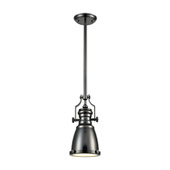 Chadwick 1-Light Mini Pendant in Black Nickel with Metal Shade and Frosted Glass Diffuser - Elk Lighting 66609-1