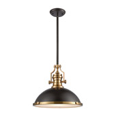 Chadwick 1-Light Pendant in Oil Rubbed Bronze with Metal and Frosted Glass - Elk Lighting 66618-1
