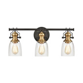 Chadwick 3-Light Vanity Light in Oil Rubbed Bronze and Satin Brass with Seedy Glass - Elk Lighting 66686-3