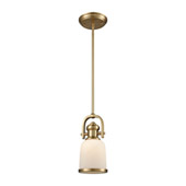 Brooksdale 1-Light Mini Pendant in Satin Brass with White Glass - Includes Recessed Adapter Kit - Elk Lighting 66691-1-LA