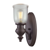 Chadwick 1 Light Wall Sconce In Oiled Bronze And Halophane Glass - Elk Lighting 66760-1