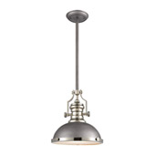 Chadwick 1-Light Pendant in Weathered Zinc with Metal and Frosted Glass - Elk Lighting 67235-1