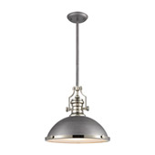 Chadwick 1-Light Pendant in Weathered Zinc with Metal and Frosted Glass - Elk Lighting 67236-1