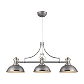 Chadwick 3-Light Island Light in Weathered Zinc with Metal and Frosted Glass - Elk Lighting 67237-3