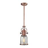 Chadwick 1 Light Pendant In Antique Copper And Seeded Glass - Elk Lighting 67712-1