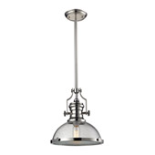 Chadwick 1 Light Pendant In Polished Nickel And Seeded Glass - Elk Lighting 67713-1
