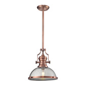 Chadwick 1 Light Pendant In Antique Copper And Seeded Glass - Elk Lighting 67743-1