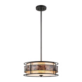 Tremont 3-Light Chandelier in Tiffany Bronze with Brown Mosaic and Tan Mica Shade - Elk Lighting 70263/3