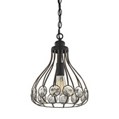 Crystal Web 1-Light Mini Pendant in Bronze and Matte Black with Clear Crystal - Includes Adapter Kit - Elk Lighting 81105/1-LA