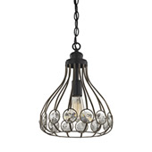 Crystal Web 1-Light Mini Pendant in Bronze and Matte Black with Clear Crystal - Elk Lighting 81105/1