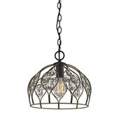 Crystal Web 1-Light Mini Pendant in Bronze and Matte Black with Clear Crystal - Includes Adapter Kit - Elk Lighting 81106/1-LA