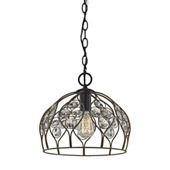 Crystal Web 1-Light Mini Pendant in Bronze and Matte Black with Clear Crystal - Elk Lighting 81106/1