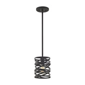 Vorticy 1-Light Mini Pendant in Oil Rubbed Bronze with Metal Cage - Elk Lighting 81184/1