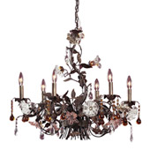 Cristallo Fiore 6-Light Chandelier in Deep Rust with Clear and Amber Florets - Elk Lighting 85002