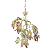 Huarco 3-Light Chandelier in Seashell and Sage Green with Floral-shaped Glass - Elk Lighting 86051