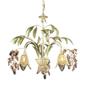Huarco 3-Light Chandelier in Seashell and Sage Green with Floral-shaped Glass - Elk Lighting 86052