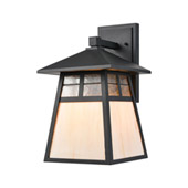 Cottage 1-Light Sconce in Matte Black with Antique White Art Glass and Clear Textured Glass - Elk Lighting 87051/1