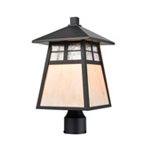 Cottage 1-Light Post Mount in Matte Black with Antique White Art Glass and Clear Textured Glass - Elk Lighting 87054/1