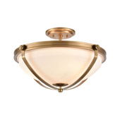 Connelly 3-Light Semi Flush in Natural Brass with Frosted Glass - Elk Lighting 89115/3