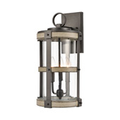 Crenshaw 3-Light Outdoor Sconce in Anvil Iron and Distressed Antique Graywood with Seedy Glass - Elk Lighting 89146/3