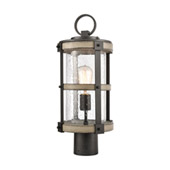 Crenshaw 1-Light Outdoor Post Mount in Anvil Iron and Distressed Antique Graywood with Seedy Glass - Elk Lighting 89148/1