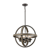 Beaufort 4-Light Chandelier in Anvil Iron and Distressed Antique Graywood with Seedy Glass - Elk Lighting 89158/4