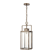 Crested Butte 1-Light Outdoor Pendant in Vintage Brass with Clear Glass Enclosure - Elk Lighting 89184/1