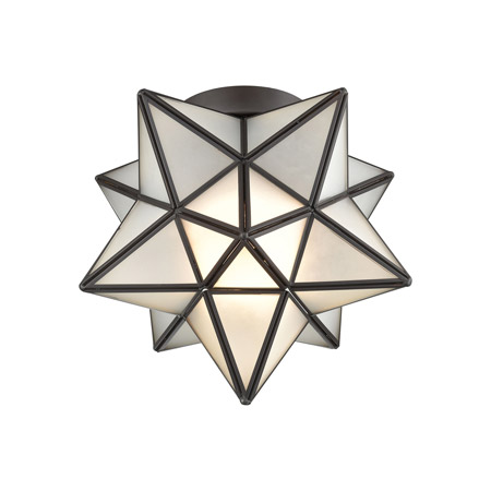 ELK Home 1145-010 Moravian Star 1-Light Flush Mount in Oil Rubbed Bronze with Frosted Glass
