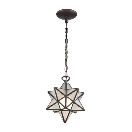 ELK Home 1145-015 Moravian Star 1-Light Mini Pendant in Oil Rubbed Bronze with Frosted Glass - Small