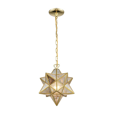 ELK Home 1145-023 Moravian Star 1-Light Mini Pendant in Brass with Gold Mercury Glass - Large
