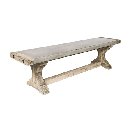 ELK Home 157-067 Pirate Dining Bench in Concrete and Wood with Waxed Atlantic Finish