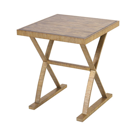 ELK Home 164-005 Better Ending Accent Table in Bright Aged Gold and Brown Stained Solid Pine