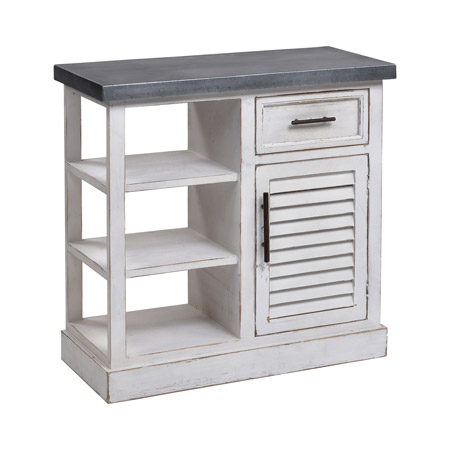 ELK Home 3138-501 Ballintoy Cabinet in Antique White and Galvanized Steel - Small