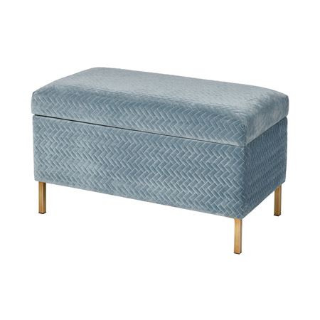 ELK Home 3169-104 Shake Storage Bench in Blue Chenille and Gold