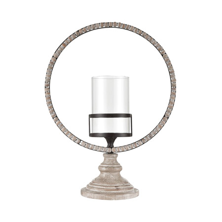 ELK Home 351-10779 Riverrun Candle Holder in Whitewashed Wood and Oil Rubbed Bronze - Large