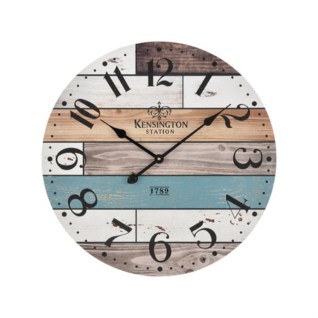 ELK Home 351-10784 Herrera Wall Clock in Natural wood and Blue