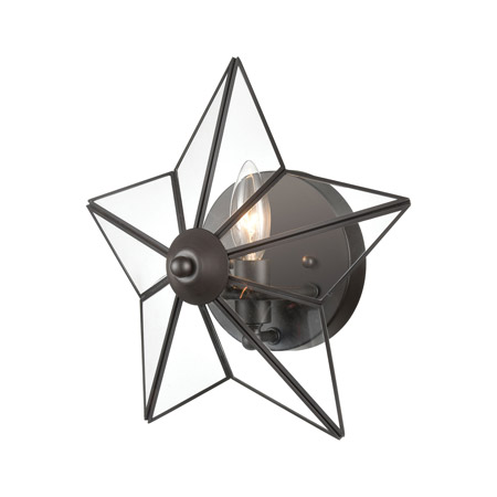 ELK Home D4387 Moravian Star 1-Light Wall Sconce in Oil Rubbed Bronze with Clear Glass - Large