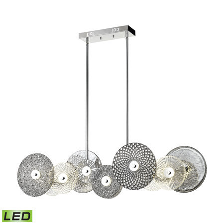 ELK Home D4420 Dream Catcher 12-Light Linear Chandelier in Chrome with Clear and Smoked Glass Disks