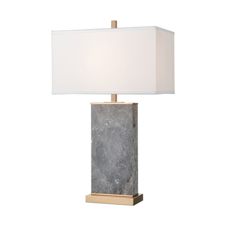 ELK Home D4507 Archean Table Lamp in Grey Marble and Cafe Bronze with a White Linen Shade