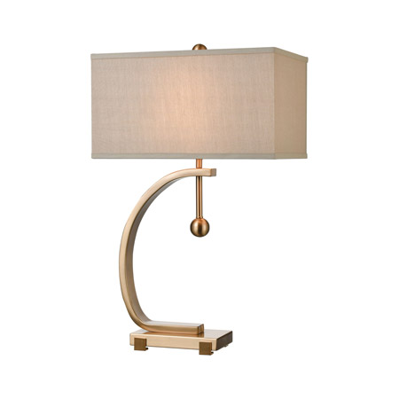 ELK Home D4511 Straight Loop Table Lamp in Cafe Bronze with a Light Taupe Linen Shade