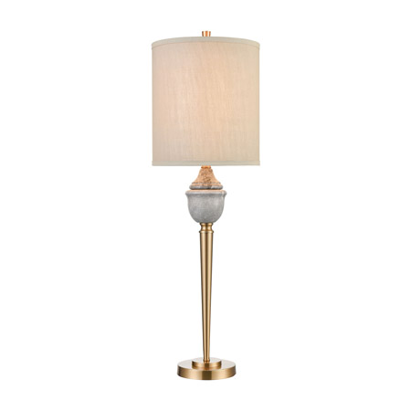 ELK Home D4515 Henley Table Lamp in Grey Marble and Cafe Bronze with Light Taupe Linen Shade