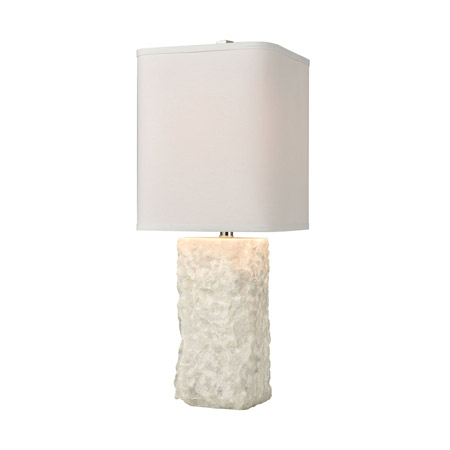 ELK Home D4526 Shivered Stone Table Lamp in White with a White Linen Shade