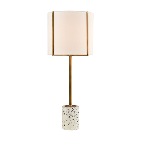 ELK Home D4551 Trussed Table Lamp in White Terazzo and Gold with a Pure White Linen Shade