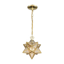 ELK Home 1145-017 Moravian Star 1-Light Mini Pendant in Brass with Gold Mercury Glass - Small