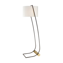 ELK Home D3883 Electric Slide Floor Lamp in New Aged Brass and Oiled Bronze with White Linen Shade
